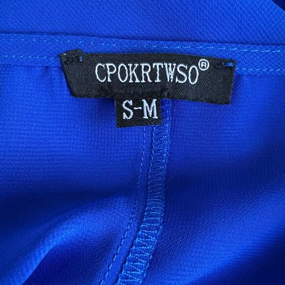 Chiffon Crochet Swimsuit Pullover Cover Up Womens S-M Blue White Beachy Vacation - Picture 6 of 15